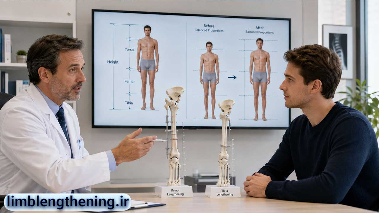 نسبت قد، طول پا و تناسب بدن بعد از جراحی افزایش قد